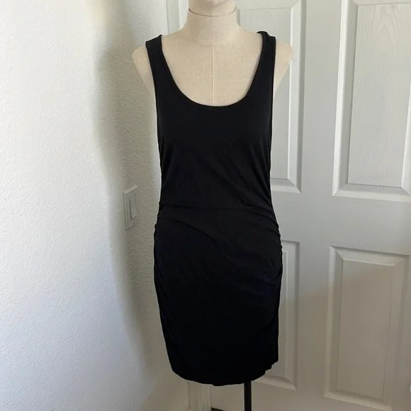 michael stars ruched tank dress Michael Stars Tank Dress Womens Medium Emerald Modal Ruched Racerback Scoop  Neck